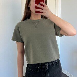 Forever 21 Boxy Green Basic Cropped Top Shirt
